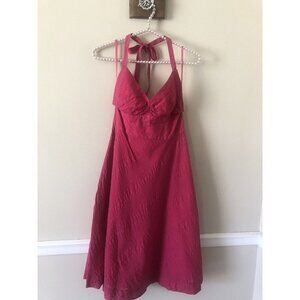 JCrew Womens Size 6 Pink Cotton Halter Sundress Crinkle Texture Flared Lined